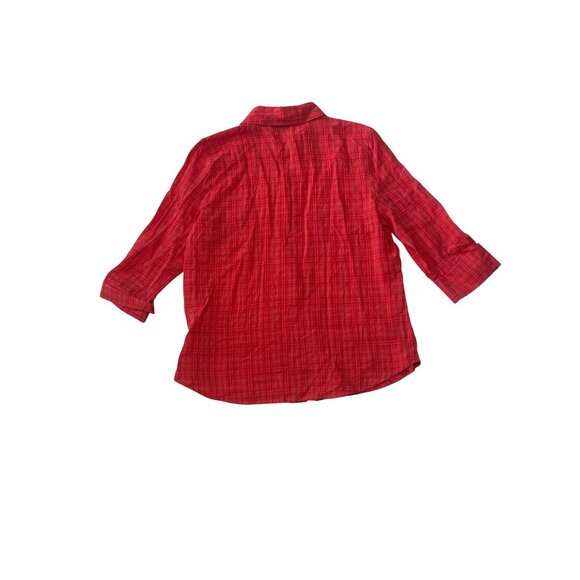 Croft & Barrow Womens Red Plaid Button-Up 3/4 Sleeve Shirt PS NWT 1729 - Picture 2 of 5